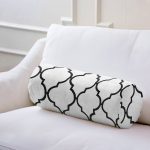 - RealHomes Özel Tasarımlı Dijital Baskılı İç Dolgulu Fermuarlı Silindir Yastık - Realhomes  Siyah Beyaz Ogea Desenli Dekoratif İç Dolgulu - Fermuarlı Süet Silindir Yuvarlak Yastık Kırlent Realhomes