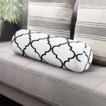 - RealHomes Özel Tasarımlı Dijital Baskılı İç Dolgulu Fermuarlı Silindir Yastık - Realhomes  Siyah Beyaz Ogea Desenli Dekoratif İç Dolgulu - Fermuarlı Süet Silindir Yuvarlak Yastık Kırlent Realhomes