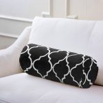 - RealHomes Özel Tasarımlı Dijital Baskılı İç Dolgulu Fermuarlı Silindir Yastık - Realhomes  Siyah Zemin Ogea Desenli Dijital Baskılı İç Dolgulu Süet Silindir Yastık Kırlent - Bel Yastığı Realhomes