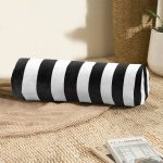 Siyah Beyaz Çizgili Dekoratif İç Dolgulu Fermuarlı Çok Amaçlı Silindir Yastık Kırlent Realhomes