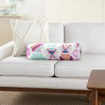 Modern Renkli Şekiller Dijital Baskılı İç Dolgulu - Fermuarlı Süet Berjer Silindir Yastık Kırlent Realhomes