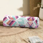 Modern Renkli Şekiller Dijital Baskılı İç Dolgulu - Fermuarlı Süet Berjer Silindir Yastık Kırlent Realhomes