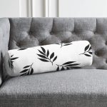 - RealHomes Özel Tasarımlı Dijital Baskılı İç Dolgulu Fermuarlı Silindir Yastık - Realhomes Siyah Beyaz Yaprak Desenli Dekoratif İç Dolgulu Süet Silindir Yastık Kırlent - Bel Yastığı Realhomes