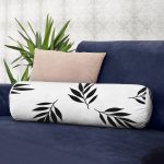 - RealHomes Özel Tasarımlı Dijital Baskılı İç Dolgulu Fermuarlı Silindir Yastık - Realhomes Siyah Beyaz Yaprak Desenli Dekoratif İç Dolgulu Süet Silindir Yastık Kırlent - Bel Yastığı Realhomes