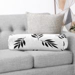 - RealHomes Özel Tasarımlı Dijital Baskılı İç Dolgulu Fermuarlı Silindir Yastık - Realhomes Siyah Beyaz Yaprak Desenli Dekoratif İç Dolgulu Süet Silindir Yastık Kırlent - Bel Yastığı Realhomes