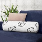 - RealHomes Özel Tasarımlı Dijital Baskılı İç Dolgulu Fermuarlı Silindir Yastık - Realhomes  Siyah Beyaz Yaprak Motifli Modern İç Dolgulu Fermuarlı Çok Amaçlı Silindir Yastık Kırlent Realhomes