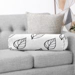 - RealHomes Özel Tasarımlı Dijital Baskılı İç Dolgulu Fermuarlı Silindir Yastık - Realhomes  Siyah Beyaz Yaprak Motifli Modern İç Dolgulu Fermuarlı Çok Amaçlı Silindir Yastık Kırlent Realhomes