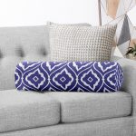 Mavi Etnik Motifli Dijital Baskılı Modern İç Dolgulu - Fermuarlı Süet Silindir Daire Yastık Kırlent Realhomes