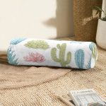 Kaktüs Desenli Renkli Modern İç Dolgulu Süet Silindir Yastık Kırlent - Bel Yastığı Realhomes