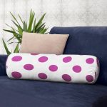 - RealHomes Özel Tasarımlı Dijital Baskılı İç Dolgulu Fermuarlı Silindir Yastık - Realhomes Mor Puantiyeli Dijital Baskılı Dekoratif İç Dolgulu Süet Silindir Yastık Kırlent - Bel Yastığı Realhomes