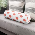 Yavru Ağzı Puantiyeli Dijital Baskılı Dekoratif İç Dolgulu Süet Silindir Yastık Kırlent - Bel Yastığı Realhomes