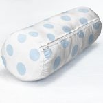 Mavi Puantiyeli Dijital Baskılı Dekoratif İç Dolgulu - Fermuarlı Süet Silindir Daire Yastık Kırlent Realhomes