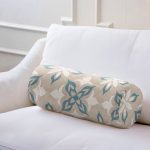 Vizon Zeminli Özel Tasarım Dijital Baskılı Dekoratif İç Dolgulu - Fermuarlı Süet Silindir Daire Yastık Kırlent Realhomes