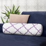 - RealHomes Özel Tasarımlı Dijital Baskılı İç Dolgulu Fermuarlı Silindir Yastık - Realhomes Mor Renkli Ogea Desenli Dijital Baskılı Modern İç Dolgulu - Fermuarlı Süet Silindir Rulo Yastık Kırlent Realhomes