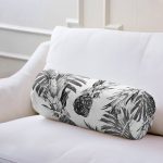 Ananas ve Palmiye Yapraklı Dekoratif İç Dolgulu Süet Silindir Yastık Kırlent - Bel Yastığı Realhomes