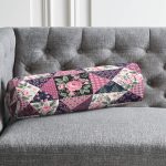 Mürdüm Renk Patchwork Desenli Dekoratif İç Dolgulu - Fermuarlı Süet Silindir Yuvarlak Yastık Kırlent Realhomes