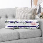 Gül Demeti Desenli Dijital Baskılı İç Dolgulu - Fermuarlı Süet Silindir Yuvarlak Yastık Kırlent Realhomes