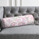 Pudra Çiçekler Temalı Dekoratif İç Dolgulu Süet Silindir Yastık Kırlent - Bel Yastığı Realhomes