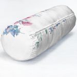 Lila Renk Begonya Motifli Dijital Baskılı İç Dolgulu - Fermuarlı Süet Berjer Silindir Yastık Kırlent Realhomes