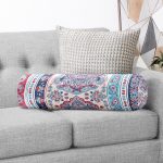 Kırmızı Mavi Çini Desenli Modern Dijital Baskılı İç Dolgulu Fermuarlı Çok Amaçlı Silindir Yastık Kırlent Realhomes