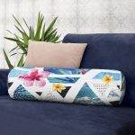 - RealHomes Özel Tasarımlı Dijital Baskılı İç Dolgulu Fermuarlı Silindir Yastık - Realhomes Siyah Puanlı Ogea Desenli Dekoratif İç Dolgulu - Fermuarlı Süet Berjer Silindir Yastık Kırlent Realhomes