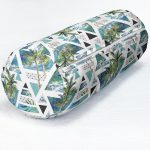 - RealHomes Özel Tasarımlı Dijital Baskılı İç Dolgulu Fermuarlı Silindir Yastık - Realhomes  Mavi Geometrik Palmiye Desenleri Dekoratif İç Dolgulu - Fermuarlı Süet Berjer Silindir Yastık Kırlent Realhomes