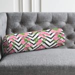 Zikzak Zebra Desenli Ogea Desenli Dekoratif İç Dolgulu - Fermuarlı Süet Berjer Silindir Yastık Kırlent Realhomes