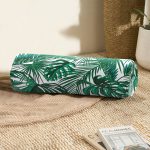 Mint Yeşili Kanaviçe Motifli Dekoratif İç Dolgulu - Fermuarlı Süet Berjer Silindir Yastık Kırlent Realhomes