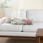 Mavi Çizgi Desenli Kanaviçe Çiçek Motifli İç Dolgulu Süet Silindir Yastık Kırlent - Bel Yastığı Realhomes