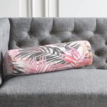 Palmiye Esintisi Temalı Dijital Baskılı İç Dolgulu - Fermuarlı Süet Silindir Daire Yastık Kırlent Realhomes