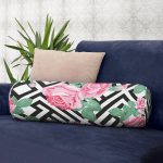 - RealHomes Özel Tasarımlı Dijital Baskılı İç Dolgulu Fermuarlı Silindir Yastık - Realhomes Karışık Desenli Gül Dijital Baskılı Dekoratif İç Dolgulu - Fermuarlı Süet Silindir Daire Yastık Kırlent Realhomes