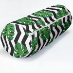 Zikzak Zebra Temalı Yaprak Çizimli Dijital Baskılı İç Dolgulu Süet Silindir Yastık Kırlent - Bel Yastığı Realhomes