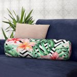 Zikzak Zebra Desenli Dijital Baskılı İç Dolgulu - Fermuarlı Süet Berjer Silindir Yastık Kırlent Realhomes