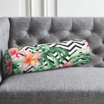 Zikzak Zebra Desenli Dijital Baskılı İç Dolgulu - Fermuarlı Süet Berjer Silindir Yastık Kırlent Realhomes