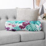 - RealHomes Özel Tasarımlı Dijital Baskılı İç Dolgulu Fermuarlı Silindir Yastık - Realhomes  Turkuaz Temalı Eflatun Çiçek Desenli Dekoratif İç Dolgulu Süet Silindir Yastık Kırlent - Bel Yastığı Realhomes