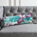 - RealHomes Özel Tasarımlı Dijital Baskılı İç Dolgulu Fermuarlı Silindir Yastık - Realhomes  Turkuaz Temalı Eflatun Çiçek Desenli Dekoratif İç Dolgulu Süet Silindir Yastık Kırlent - Bel Yastığı Realhomes