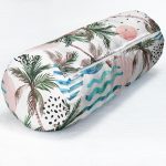 Palmiye Desenli Gezegen Dijital Baskılı İç Dolgulu - Fermuarlı Süet Berjer Silindir Yastık Kırlent Realhomes