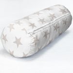 Açık Gri Yıldız Modern İç Dolgulu - Fermuarlı Süet Silindir Rulo Yastık Kırlent Realhomes