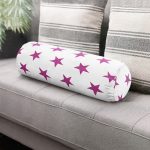 Eflatun Yıldız Desenli Modern Dijital Baskılı İç Dolgulu - Fermuarlı Süet Berjer Silindir Yastık Kırlent Realhomes