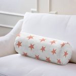 Nar Renk Yıldız Desenli Dijital Baskılı İç Dolgulu Fermuarlı Çok Amaçlı Silindir Yastık Kırlent Realhomes