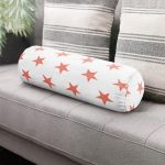 Nar Renk Yıldız Desenli Dijital Baskılı İç Dolgulu Fermuarlı Çok Amaçlı Silindir Yastık Kırlent Realhomes