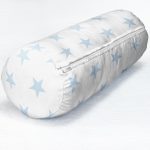 Mavi Yıldız Desenli Modern Dijital Baskılı İç Dolgulu - Fermuarlı Süet Berjer Silindir Yastık Kırlent Realhomes