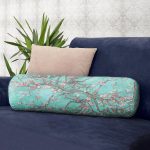 Yağlı Boya Yeşil Ağaç Motifleri Dijital Baskılı İç Dolgulu Yumuşak Silindir Form Yastık Kırlent Realhomes