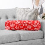 - RealHomes Özel Tasarımlı Dijital Baskılı İç Dolgulu Fermuarlı Silindir Yastık - Realhomes Kırmızı Zeminde Kar Tanesi Desenli Özel Tasarımlı Dijital Baskılı Modern İç Dolgulu Yumuşak Silindir Form Yastık Kırlent Realhomes