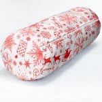 Beyaz Zemin Yılbaşı Temalı Özel Tasarımlı Dijital Baskılı Modern İç Dolgulu - Fermuarlı Süet Silindir Rulo Yastık Kırlent Realhomes