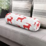 - RealHomes Özel Tasarımlı Dijital Baskılı İç Dolgulu Fermuarlı Silindir Yastık - Realhomes Kırmızı Geyik Desenli Özel Tasarımlı Dijital Baskılı Modern İç Dolgulu Süet Silindir Yastık Kırlent - Bel Yastığı Realhomes