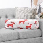 - RealHomes Özel Tasarımlı Dijital Baskılı İç Dolgulu Fermuarlı Silindir Yastık - Realhomes Kırmızı Geyik Desenli Özel Tasarımlı Dijital Baskılı Modern İç Dolgulu Süet Silindir Yastık Kırlent - Bel Yastığı Realhomes