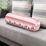 - RealHomes Özel Tasarımlı Dijital Baskılı İç Dolgulu Fermuarlı Silindir Yastık - Realhomes Kırmızı Geyik Desenli Özel Tasarımlı Dijital Baskılı Modern İç Dolgulu Süet Silindir Yastık Kırlent - Bel Yastığı Realhomes