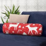 Geyik Desenli Özel Tasarımlı Dijital Baskılı Modern İç Dolgulu Süet Silindir Yastık Kırlent - Bel Yastığı Realhomes