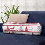 Realhomes Geyik ve Çam Ağaçları Dijital Baskılı Modern İç Dolgulu - Fermuarlı Süet Silindir Daire Yastık Kırlent Realhomes